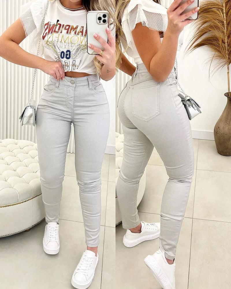 Calça Jeans Skinny Resinada
