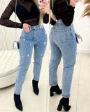 Calça Jeans Mom Pedraria Tifany